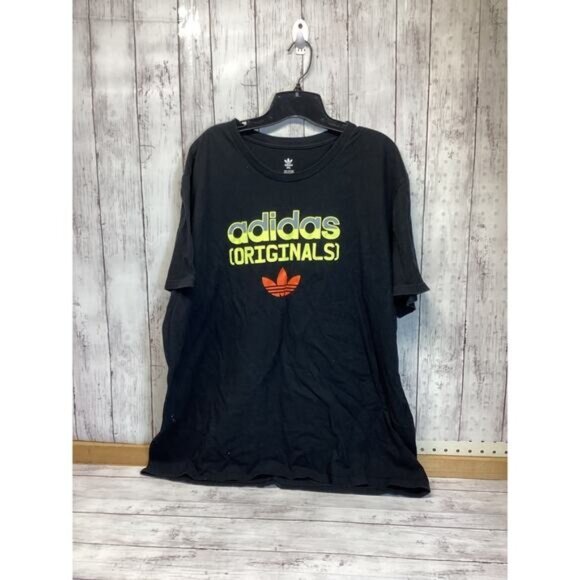 Preppy Streetwear Coquette Utility Adidas Men T-Shirt Size XXL Black Yellow - Picture 1 of 4